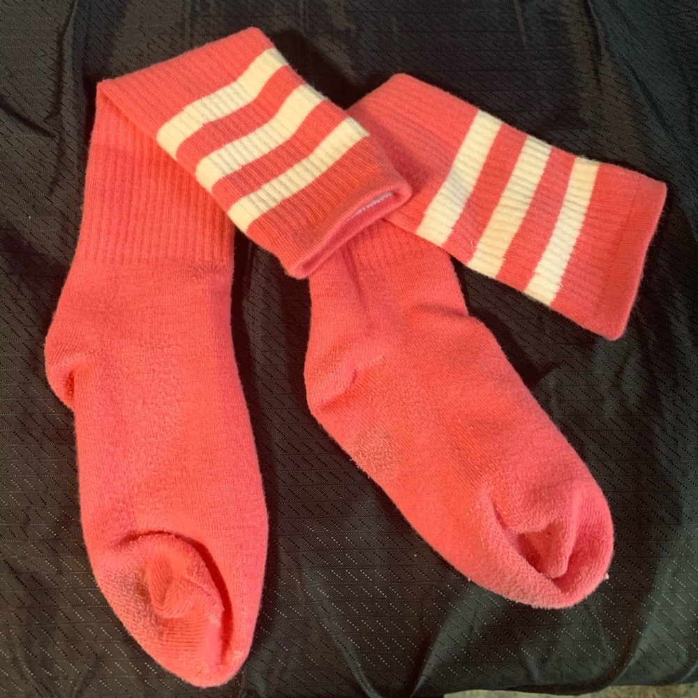 Knee high hot pink socks